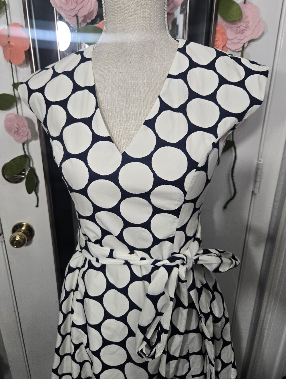 Boden Tori Cotton Midi Dress White/Navy Sz 2 Petite - Picture 4 of 12